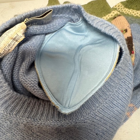 RARE Vtg Hand Embroidered Wedding Sweater 100%‎ Pure Wool Shetland Cottagecore - Picture 7 of 14